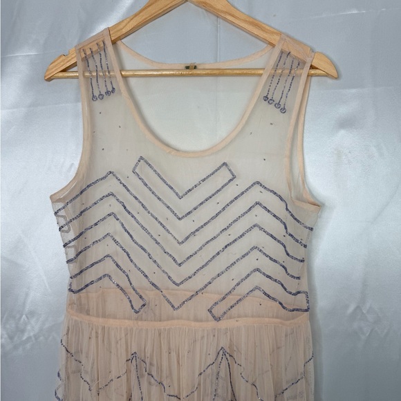 Free People Beaded Mesh Mini Slip Dress – Size Large - Picture 4 of 11